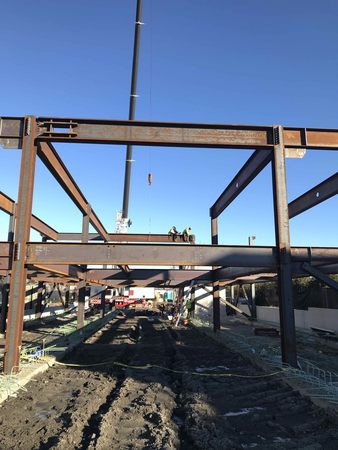 First phase of steel construction.