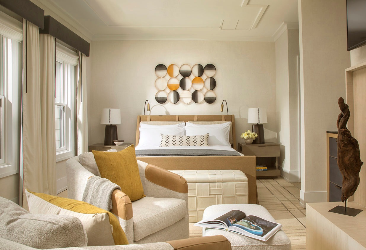 MacArthur Place Hotel & Spa in Sonoma, California Woven yarn and hoop art for guest rooms in collaboration with SFA Design