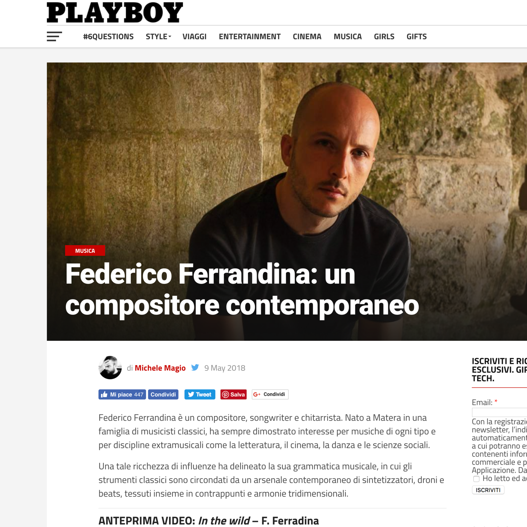 Federico Ferrandina on PlayBoy: