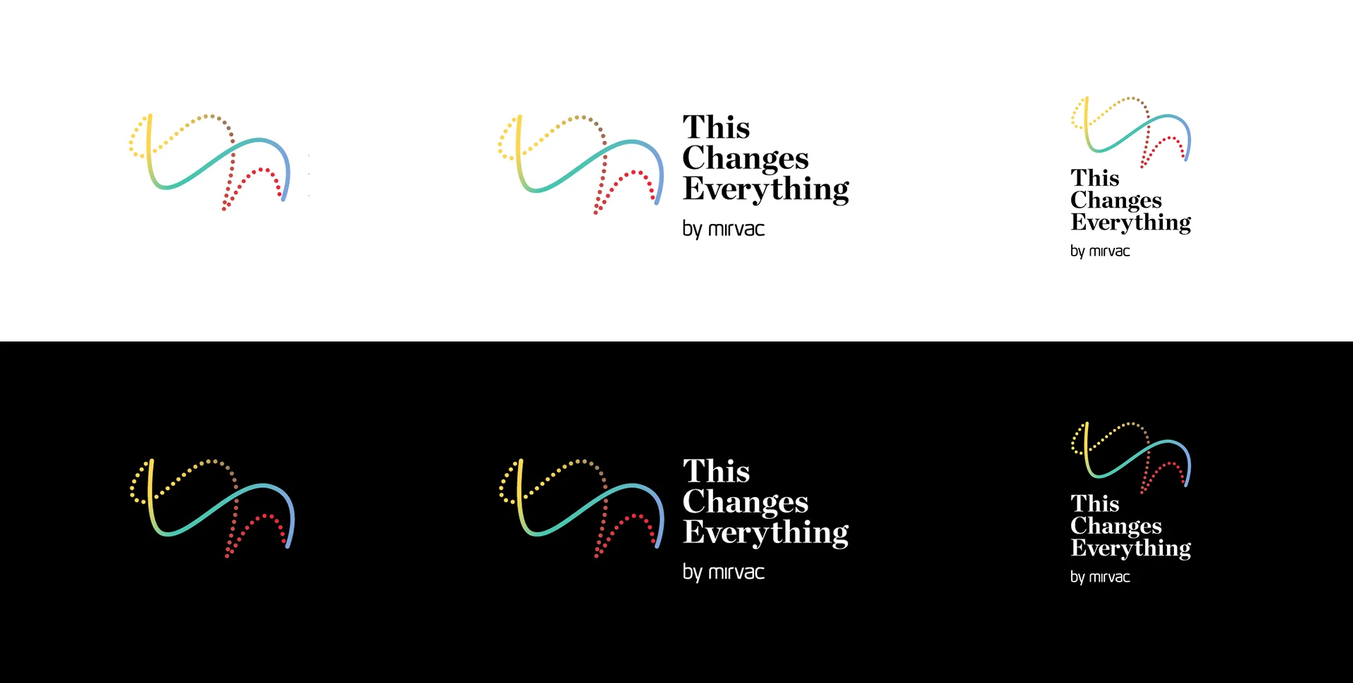 Mirvac This Changes Everything logo designs on black and white