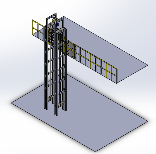 Diseño 3D de elevador industrial