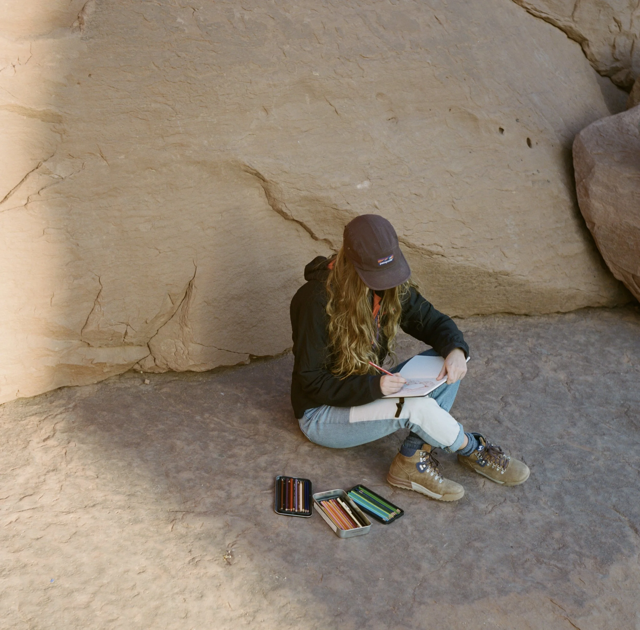 This is my sis Sophie, but you can call her Slope. She spent her winter break sketching, shredding, and sharing space in the van with me. 
