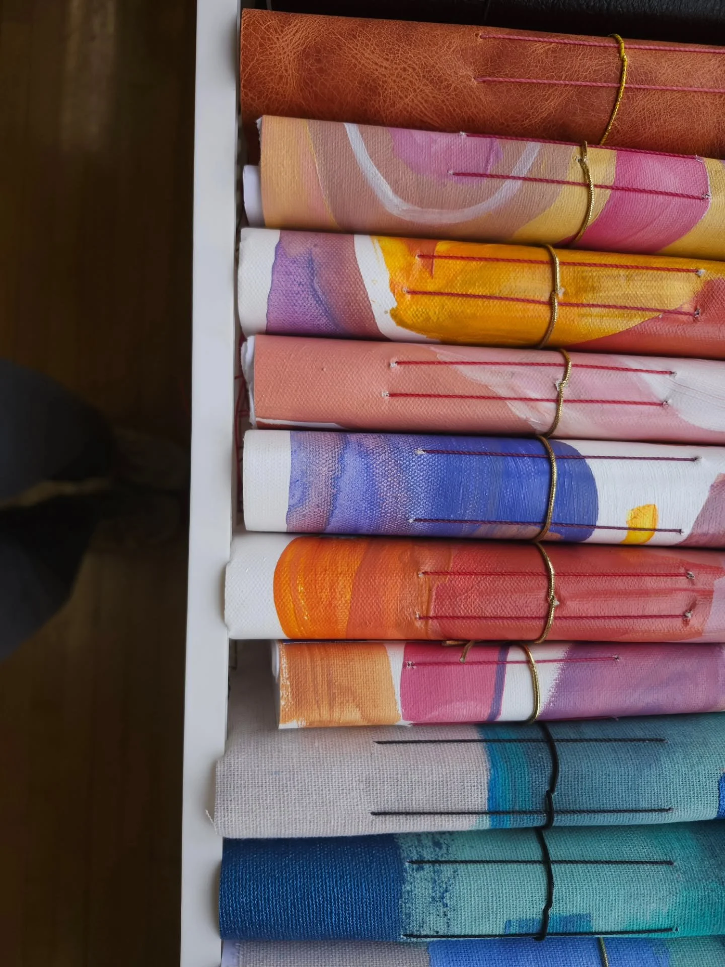 A day full of journals 🤍 Finally finished binding over 20 journals today.