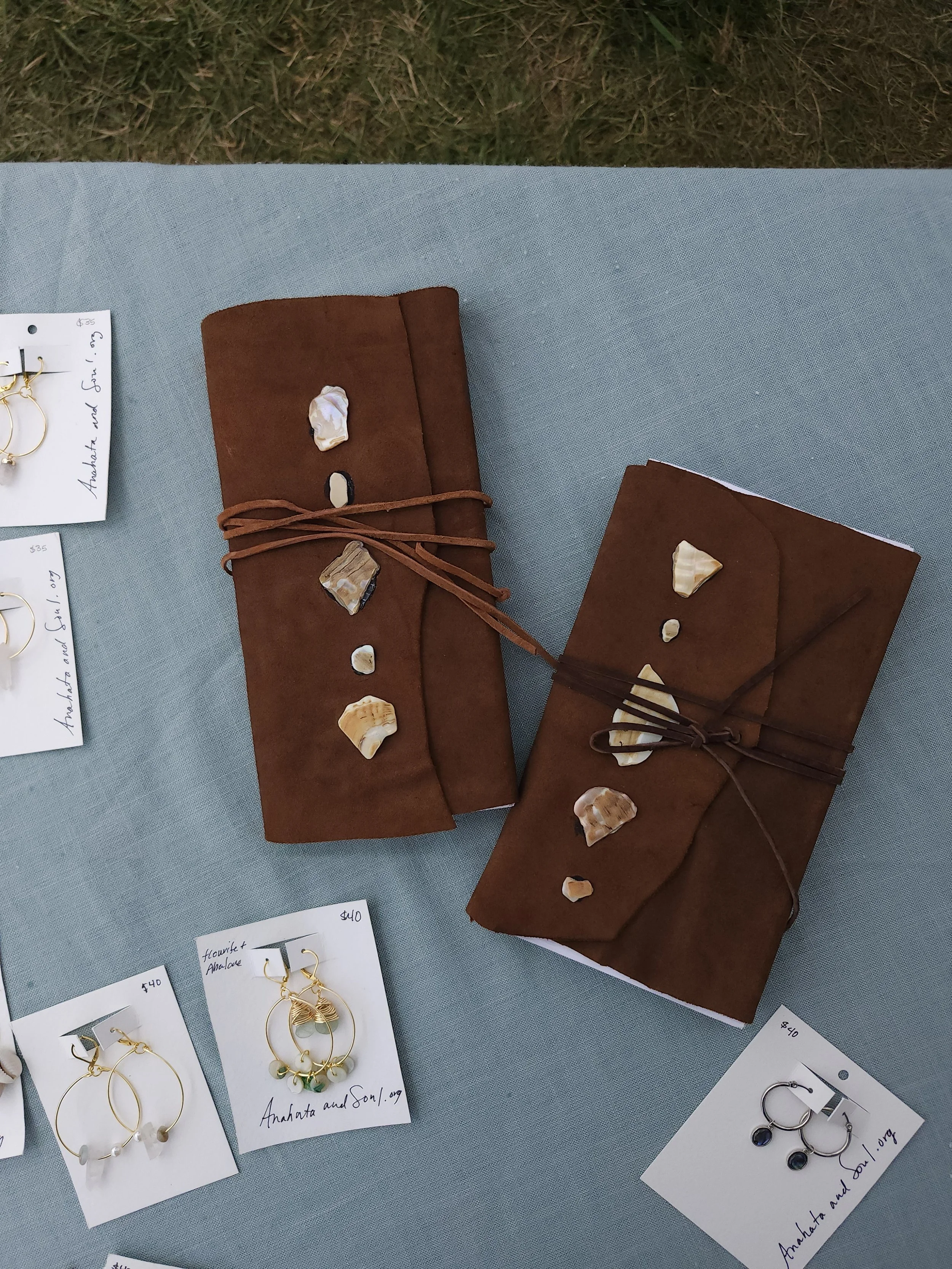 Handmade, Leather, and shell notebook