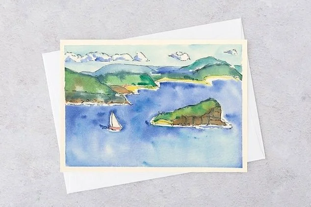Lion Island From West Head Greeting Card.jpg