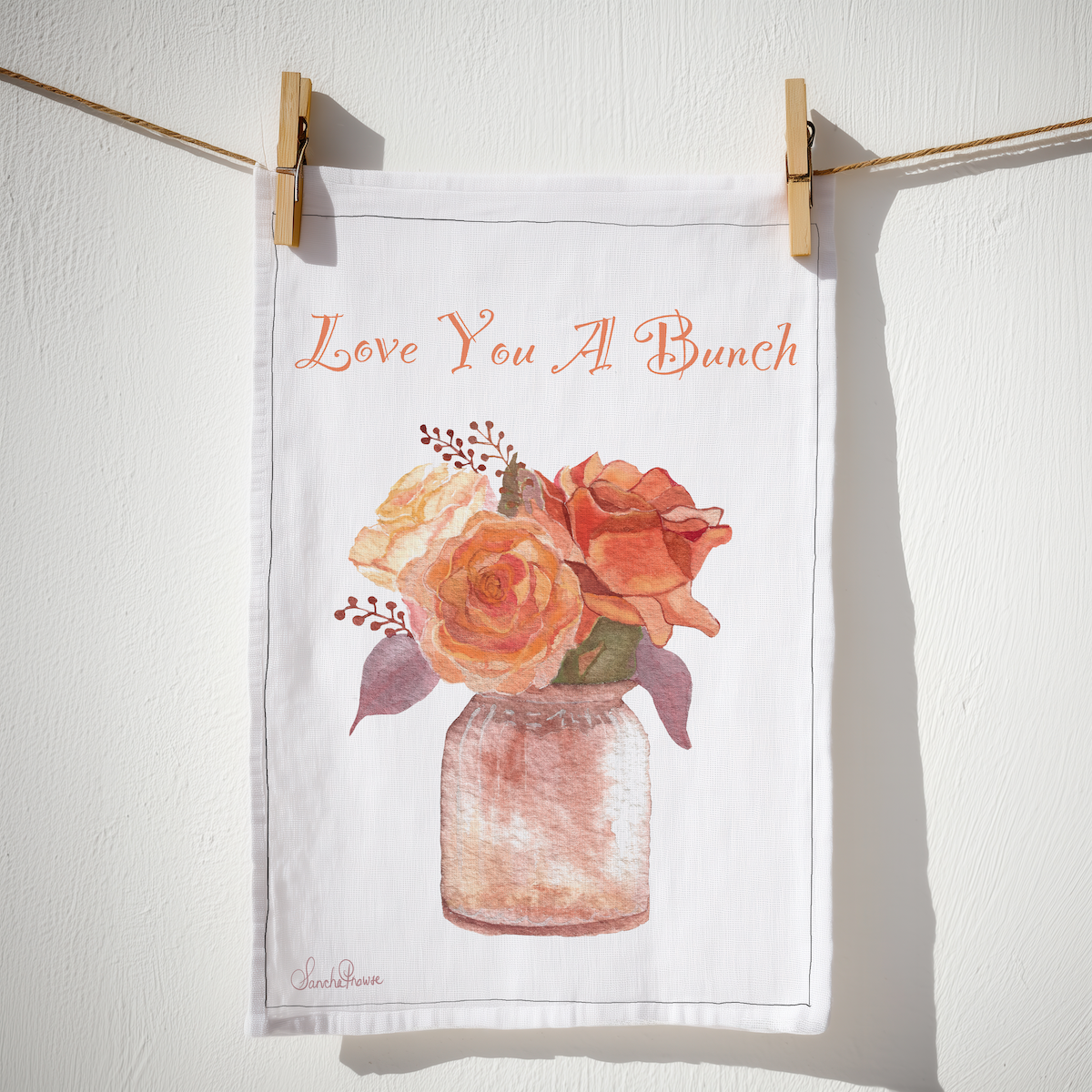 Love You A Bunch Tea Towel