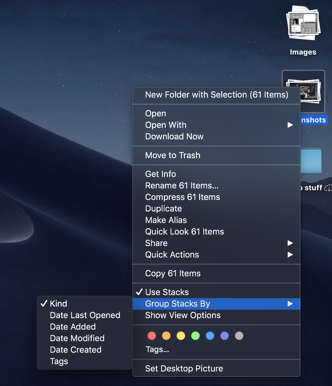 You can start using Stacks to organize your mess of desktop files by date, project or kind, then turn Stacks off to return to how things were.