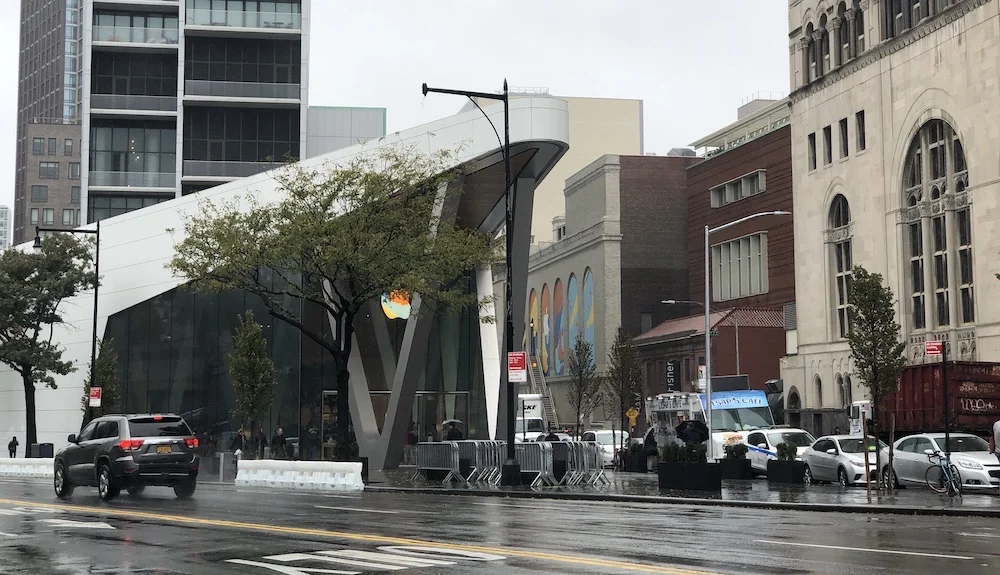 Downtown Brooklyn Apple Store with Event Opera House behind it