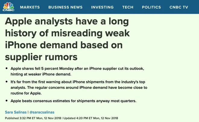 CNBC warned about supply chain rumors, then returned to spreading them