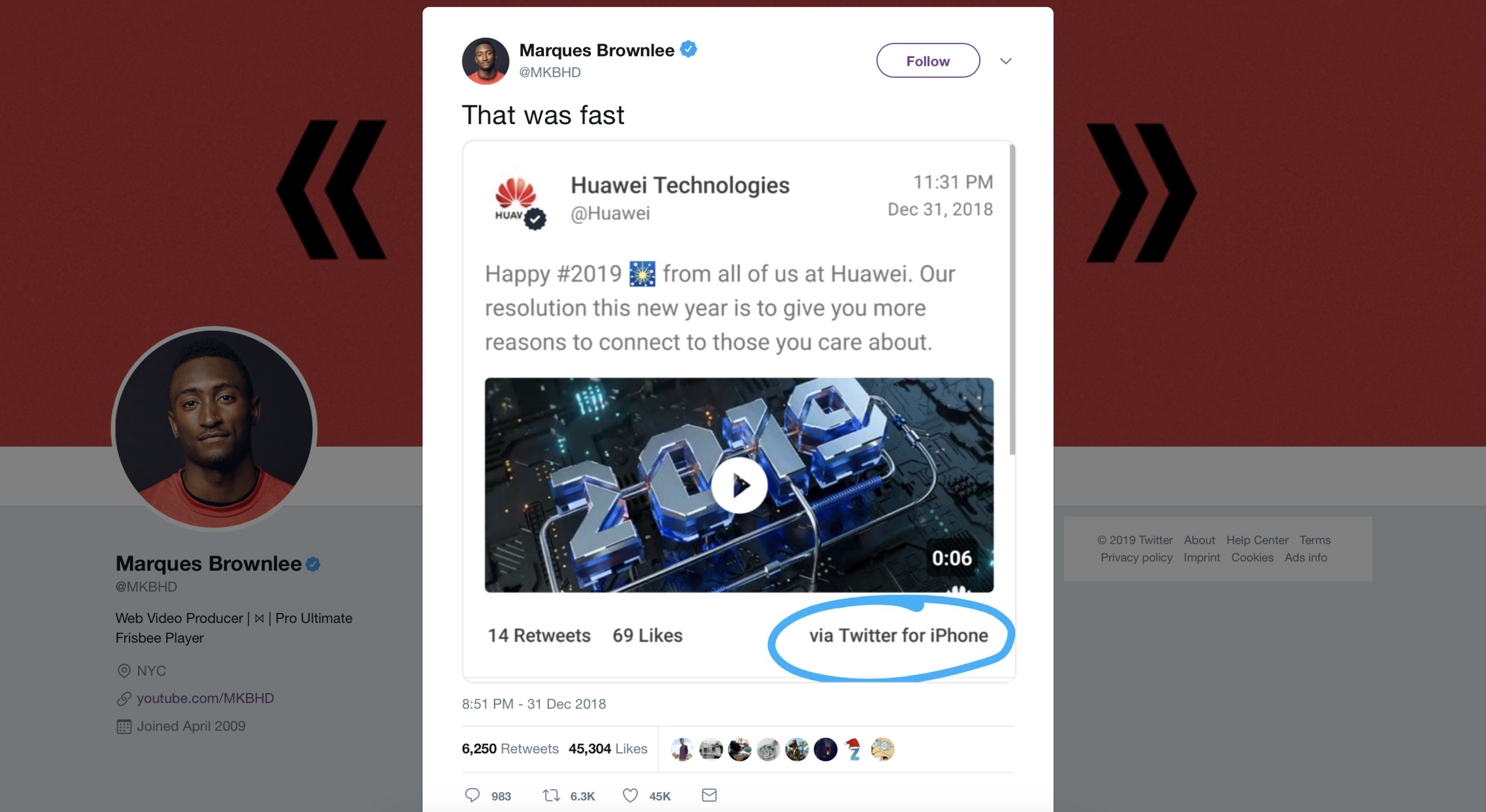 Huawei was the first Android maker to tweet from an iPhone in 2019