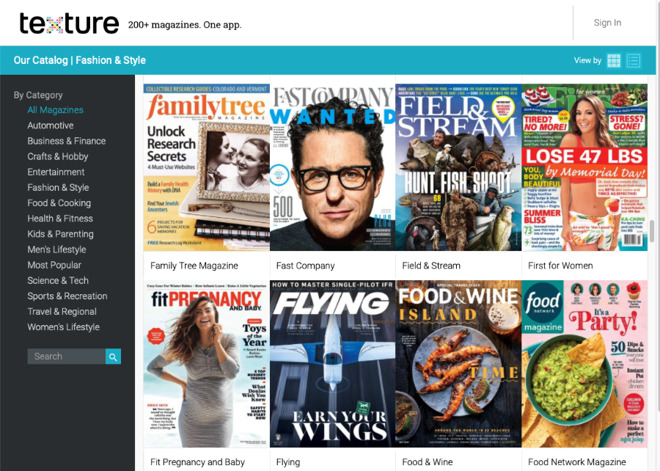 The Texture service launched as a digital copy of print magazines