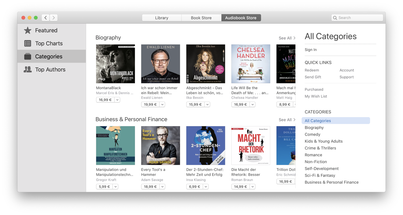 Books' sidebar now looks oddly large, but it's now the new home for your audiobooks