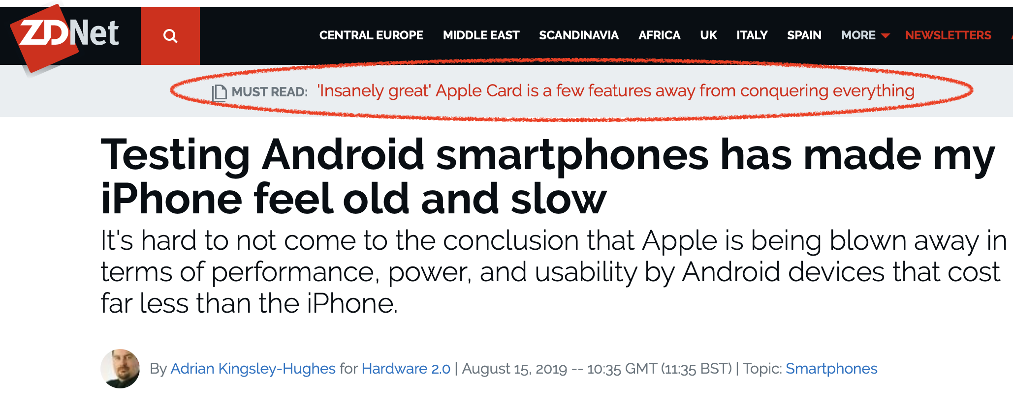 Clickbait questioning why anyone would buy an iPhone, answered by the Apple Card experience