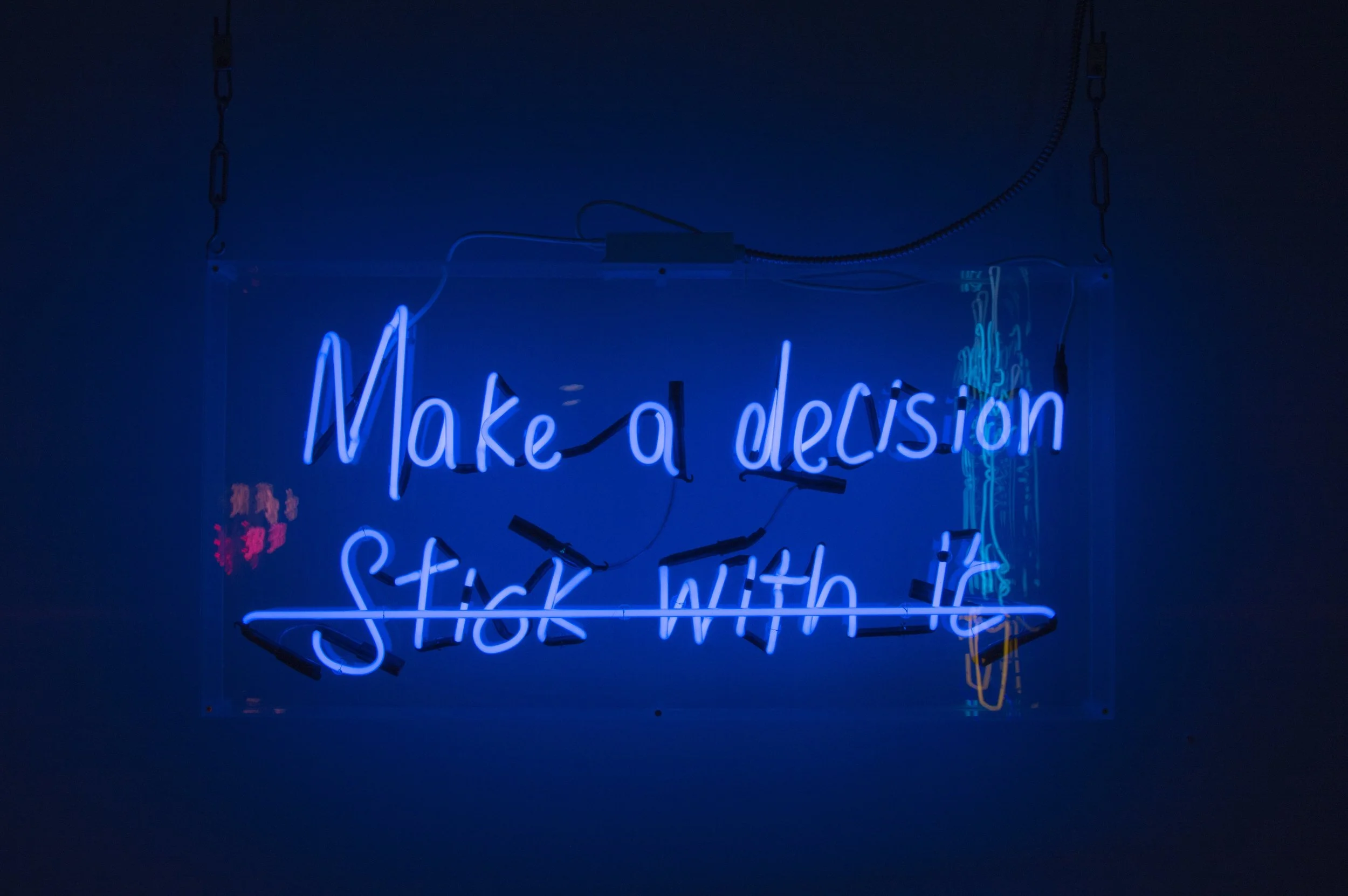 Make A Decision by Eve de Haan, Neon in perspex casting $4,545. Inquiries