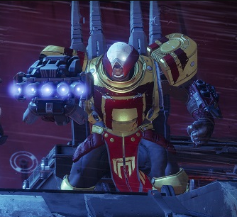 A high ranking Centurion wielding their primary weapon, a dangerous Cabal Bronto Cannon