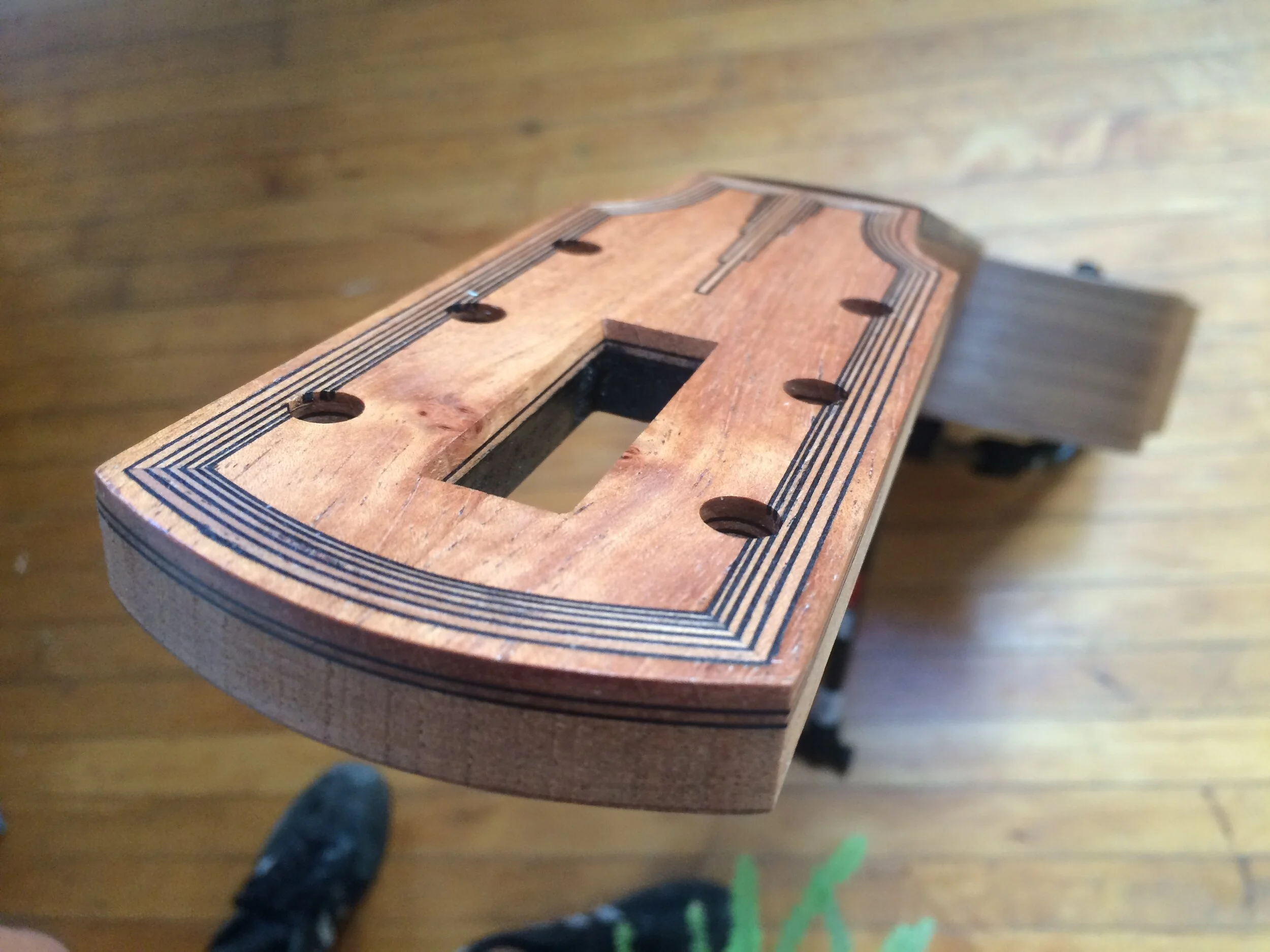 Spanish cedar veneered acoustic guitar headstock