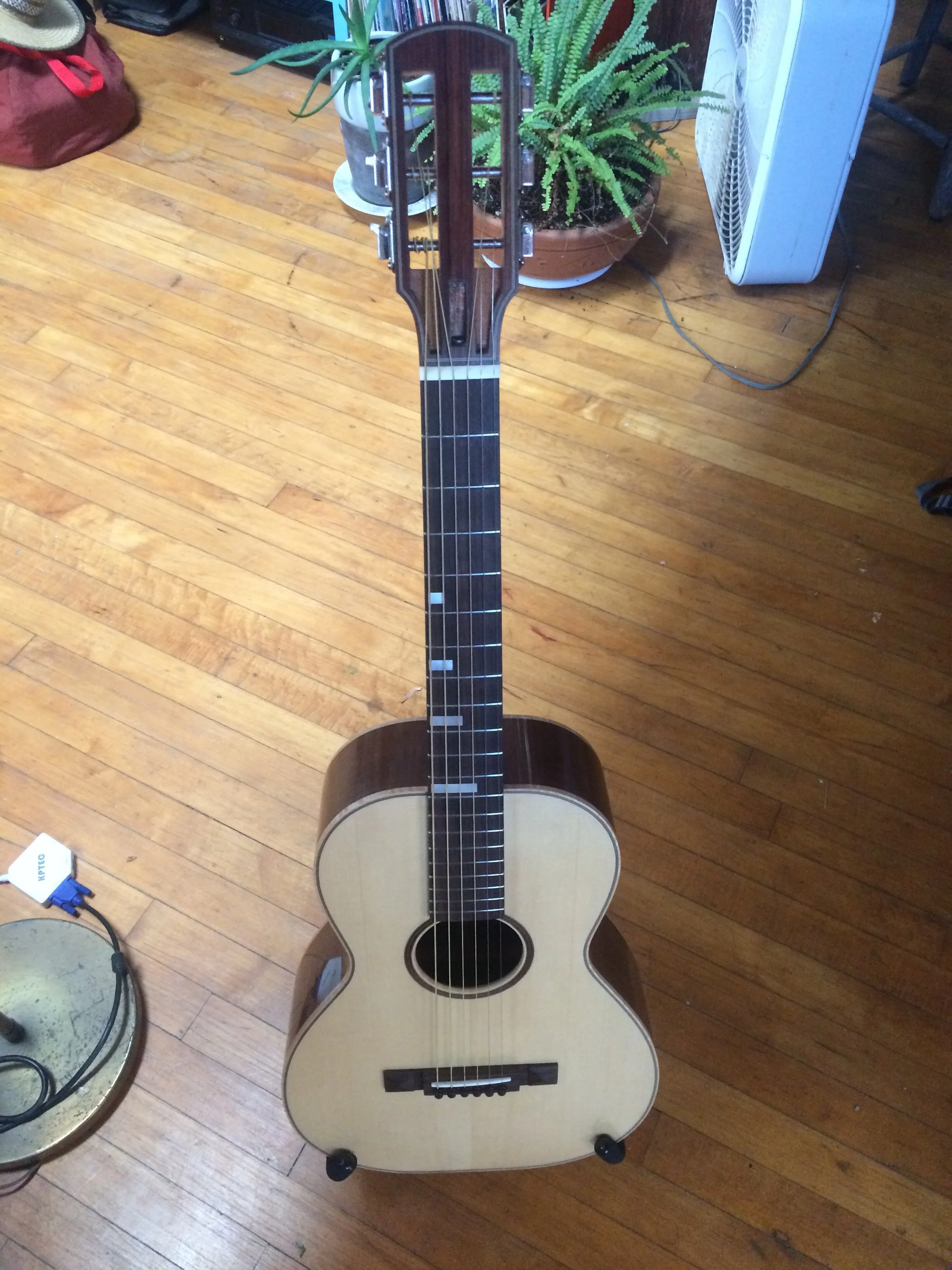 Walnut and Sitka spruce parlor size 0 guitar