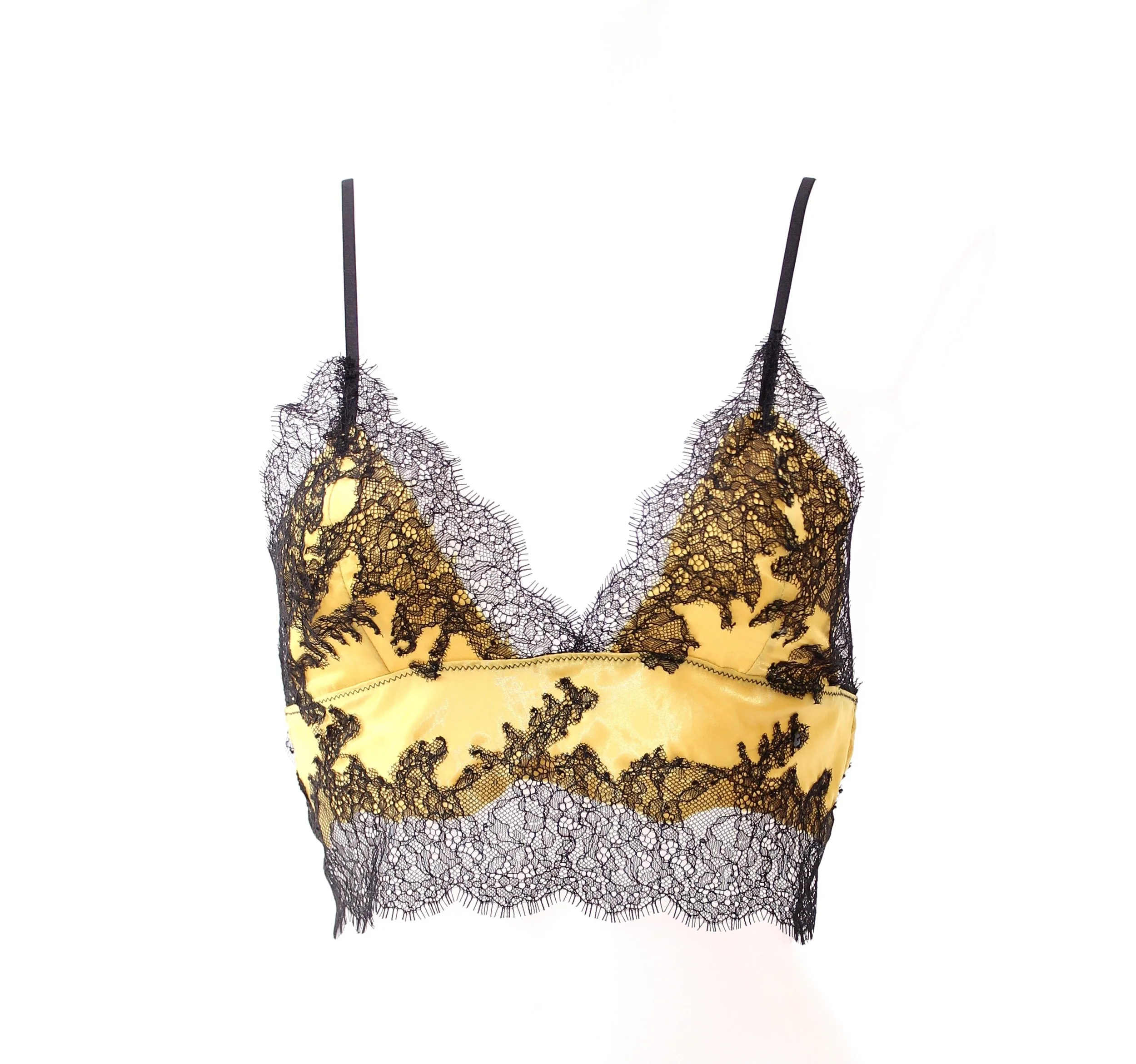 yellow  silk longline bralette