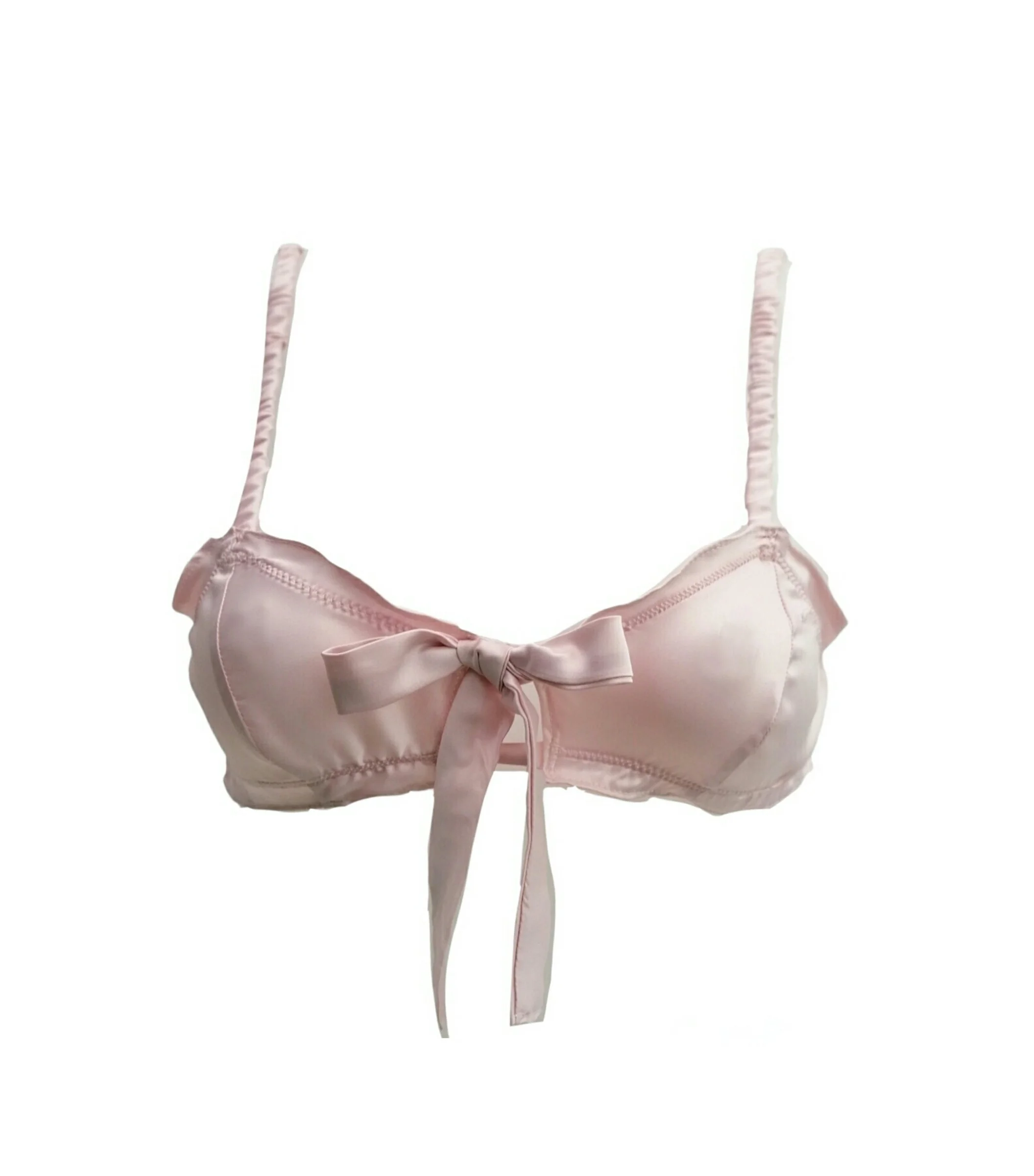 pink silk ruffle bralette