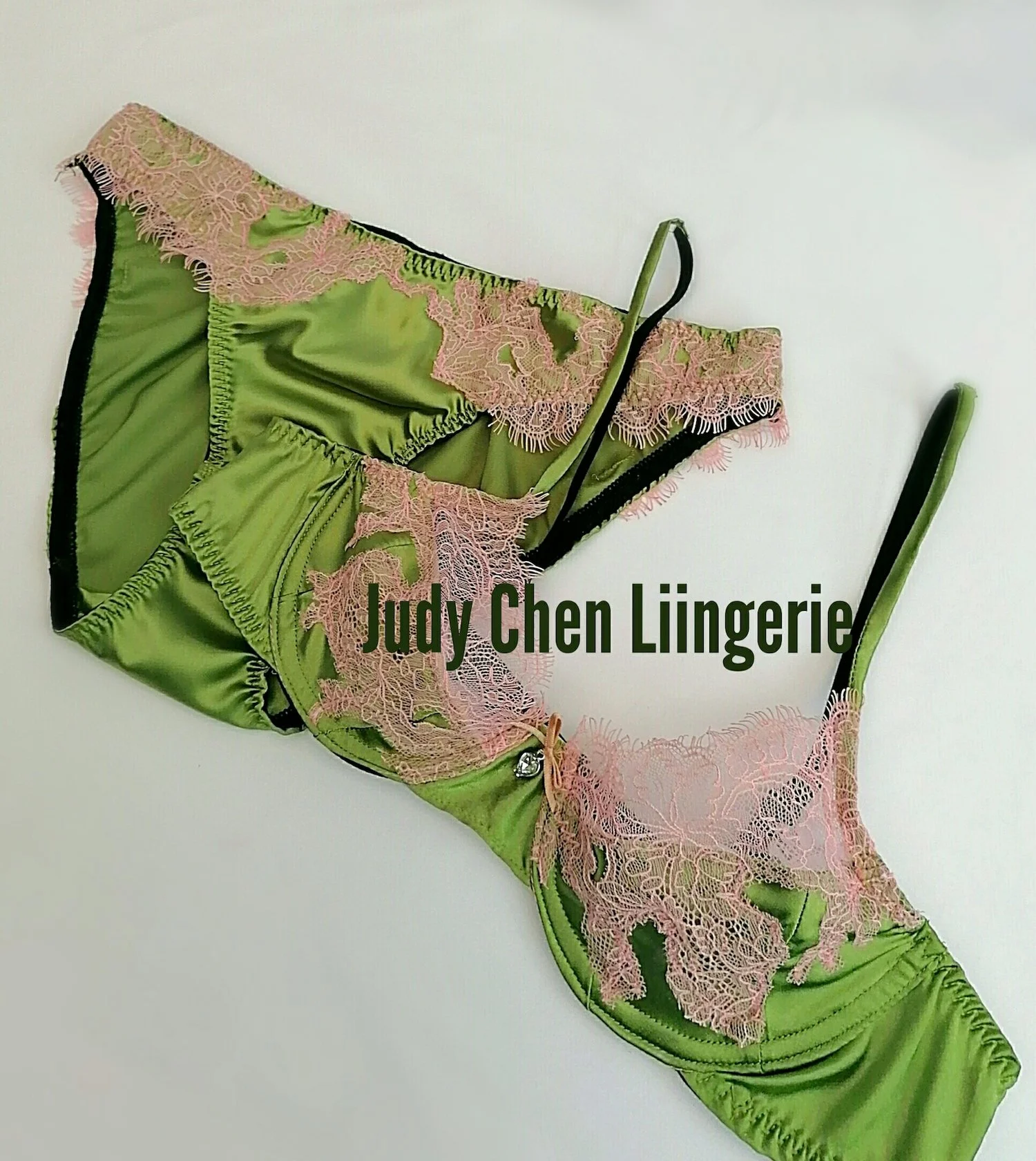 Green silk lace lingerie set.jpg