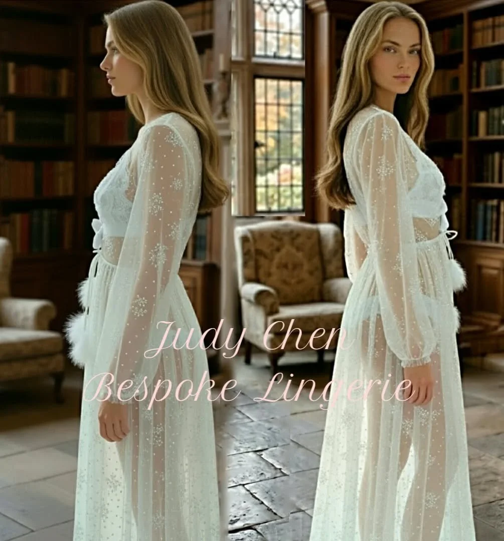 Soft elegance meets quiet luxury ✨
Delicate sheer layers, hand-finished details, and a silhouette that whispers rather than shouts. This piece is made for moments that feel intimate, timeless, and effortlessly feminine.
For the woman who finds power 