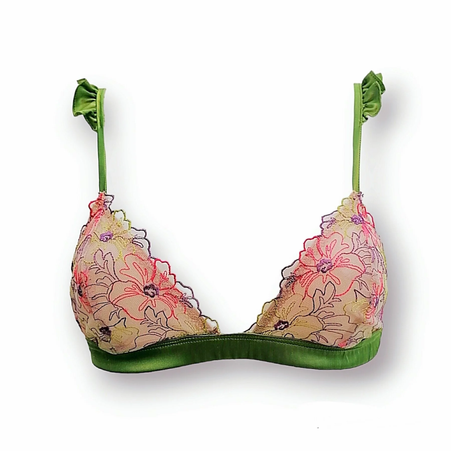 Lace silk bra