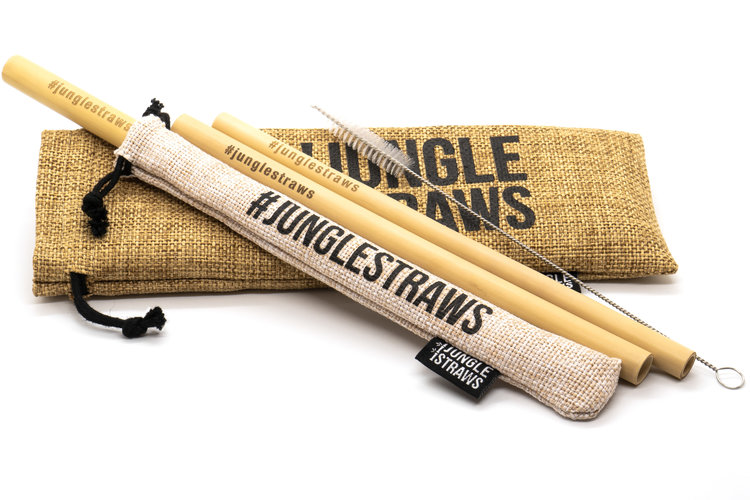 A set of bamboo straws made by the company Jungle Straws