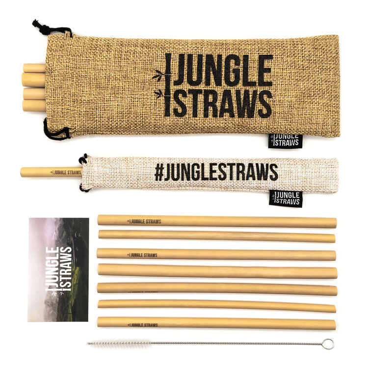 Bamboo Straws and hessian bags by Jungle Straws