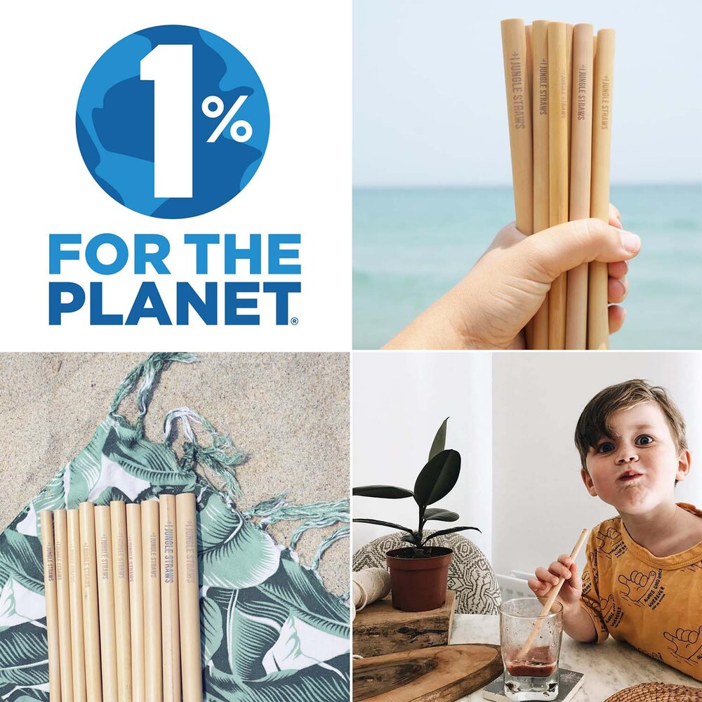 Jungle Straws 12 Pack Reusable Bamboo Straws 8 • Hessian Bag & Straw Pouch  • Cleaning Brush • 100% Organic & Handmade in Vietnam • Eco Friendly