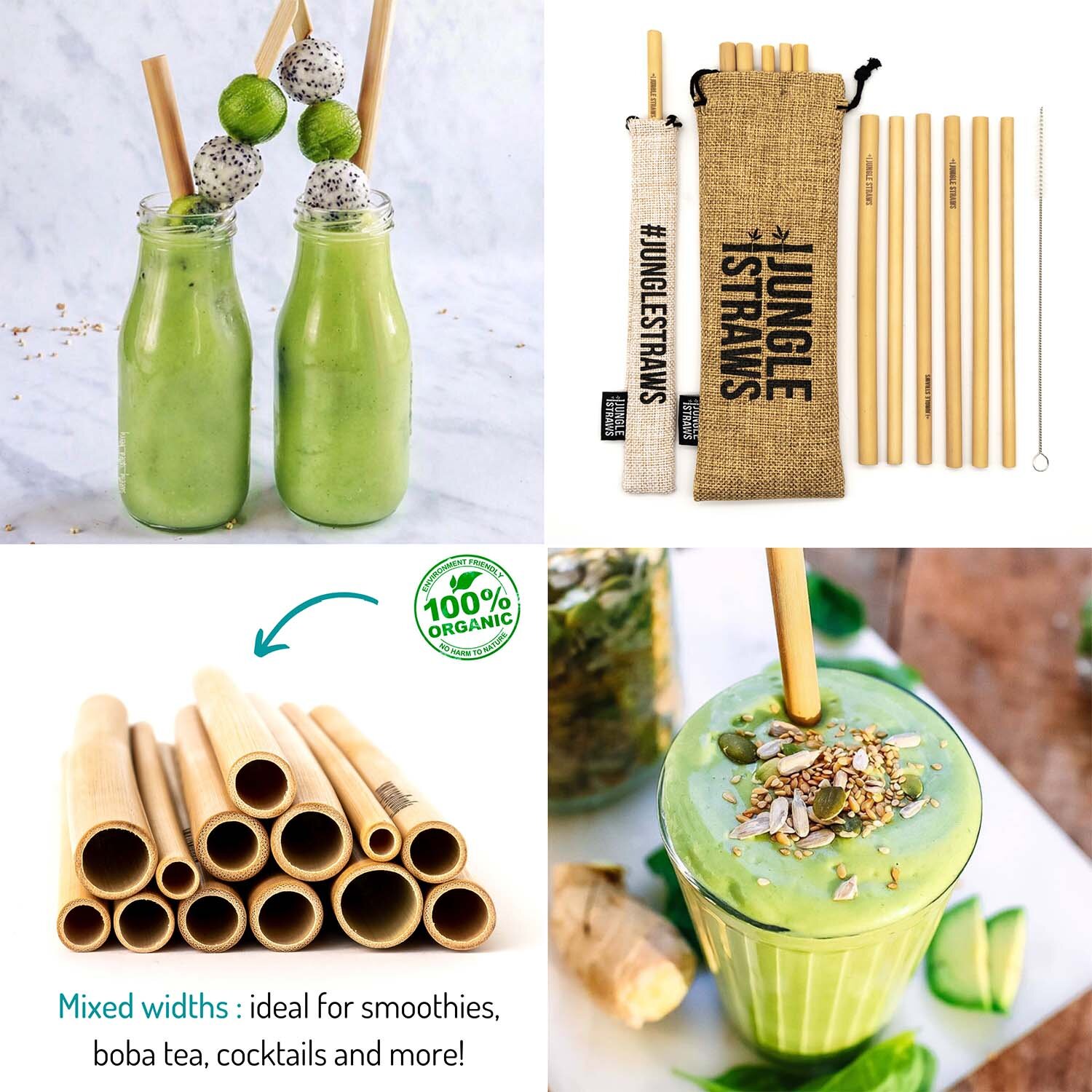 cleaner   ..Various Natural Organic Bamboo Drinking Straws Straw Reusable Eco 