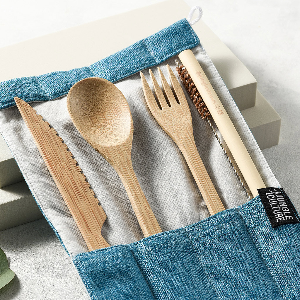 Lightweight 8-Piece Travel Utensil Wooden Kitchen Kit Eco-Friendly Bamboo Cutlery Set Compact Portable and Reusable Utensils with Case Newman Ware Bamboo Utensils Set