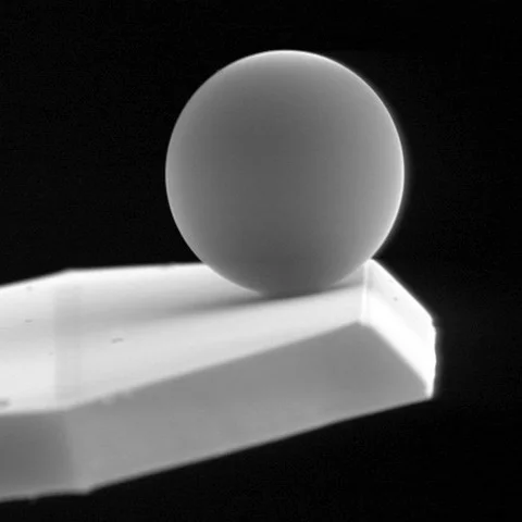 Figure 2: A 5um colloidal sphere attached to a tipless cantilever
