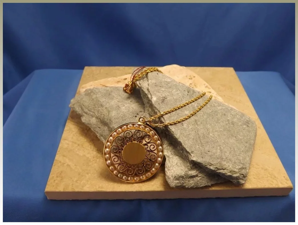 Vintage Gold Medallion with Pearls