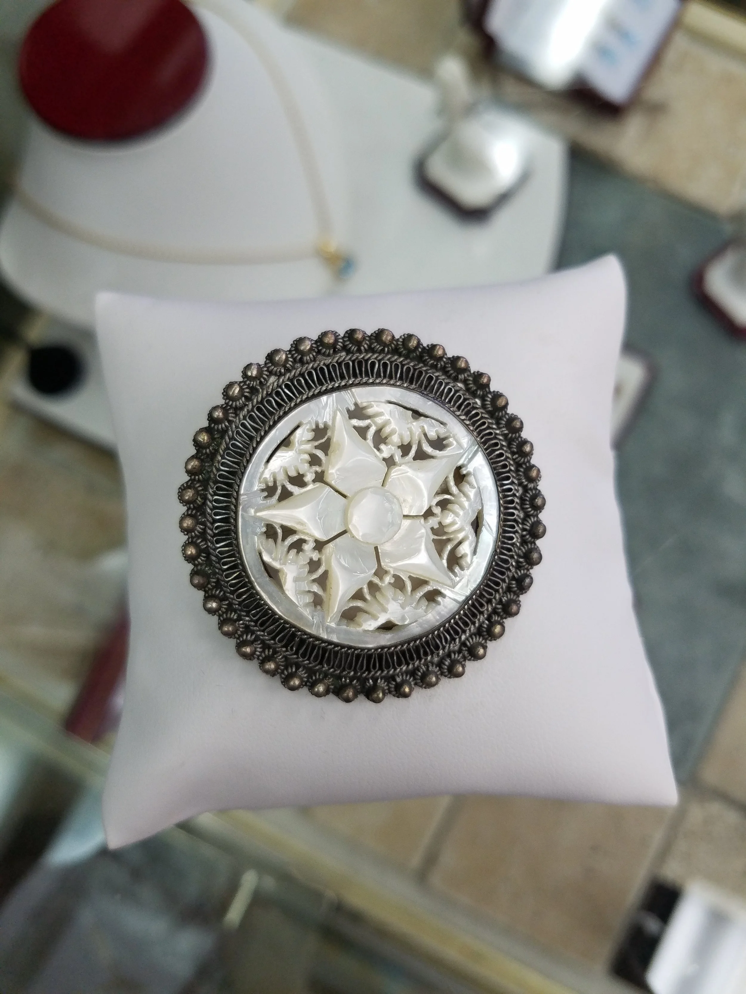 Symmetrical Mother of Pearl Brooch 