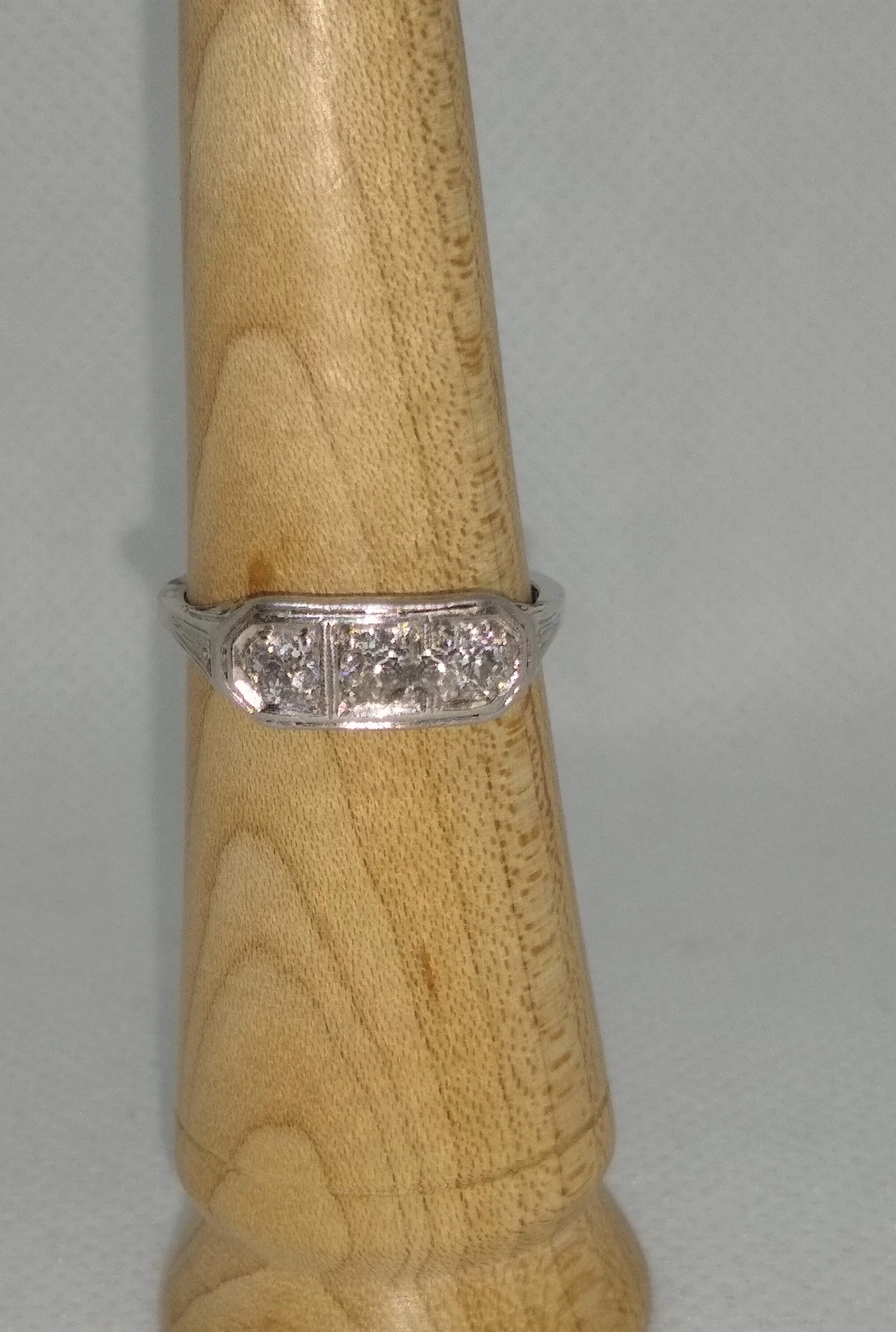 14K Vintage,white gold,  diamond baguette, band