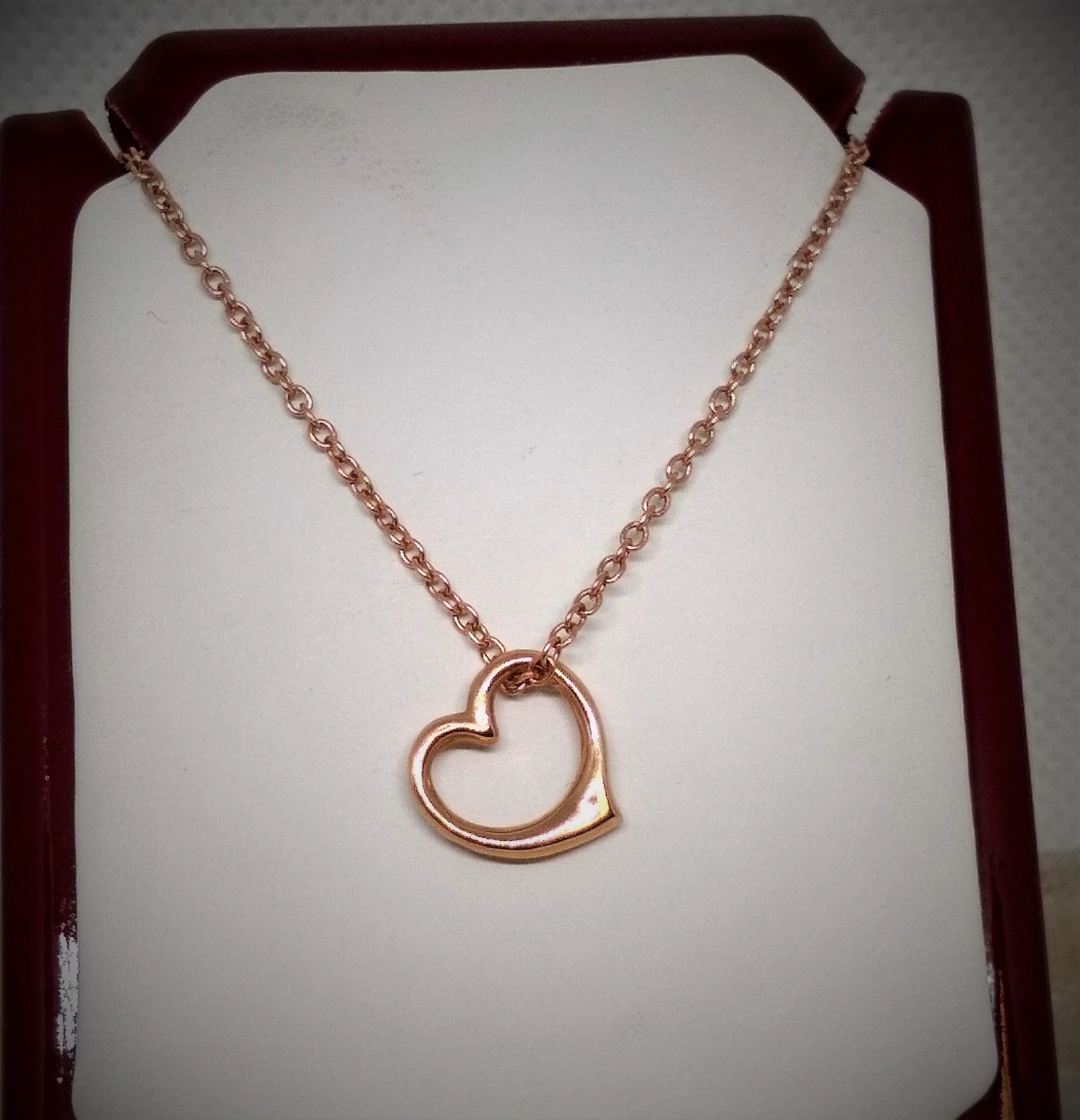 14K Rose Gold Floating Heart