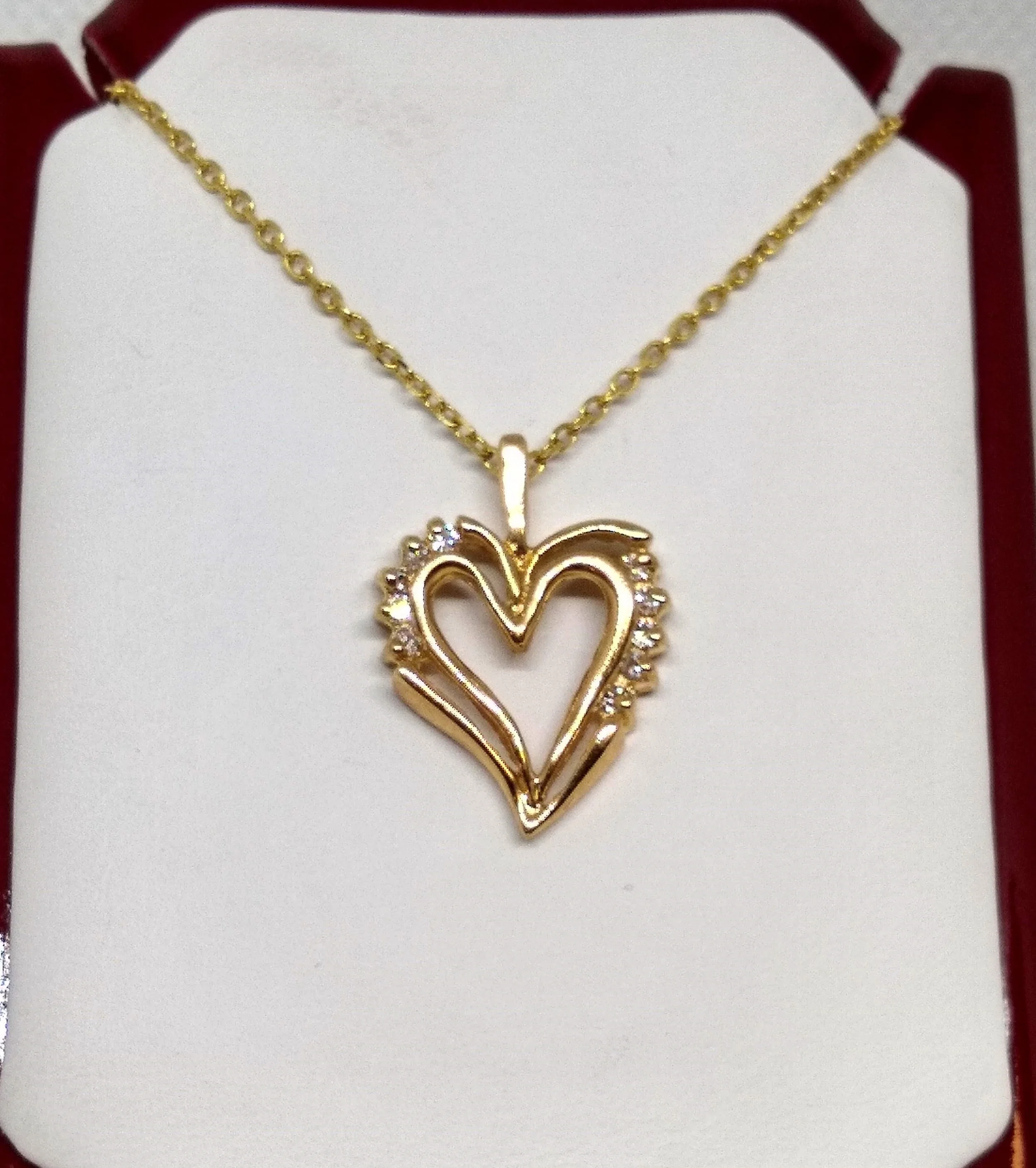 14K Yellow Gold and Diamond Heart Pendant