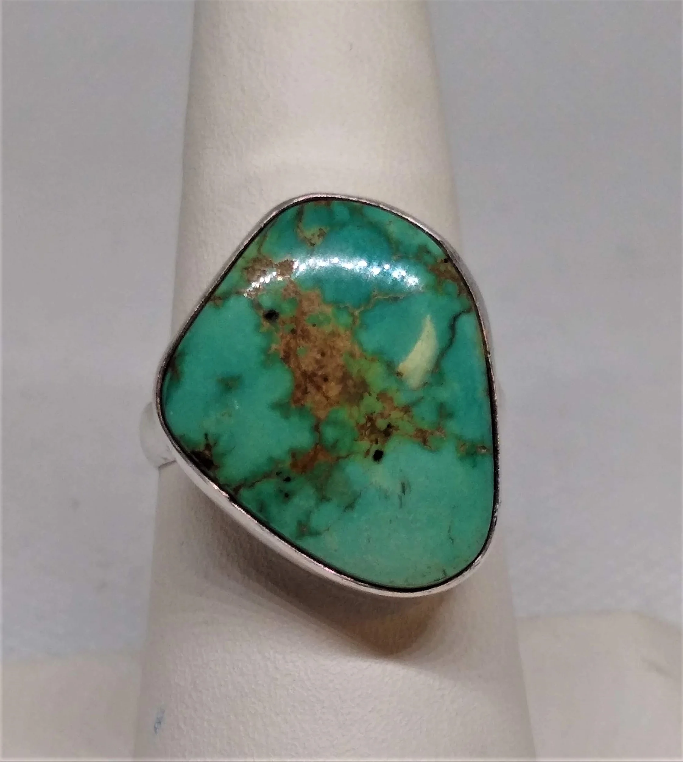 Vintage, Rare, Simon Garcia, Santa Fe, Serling Silver Turquoise Ring Size 9.