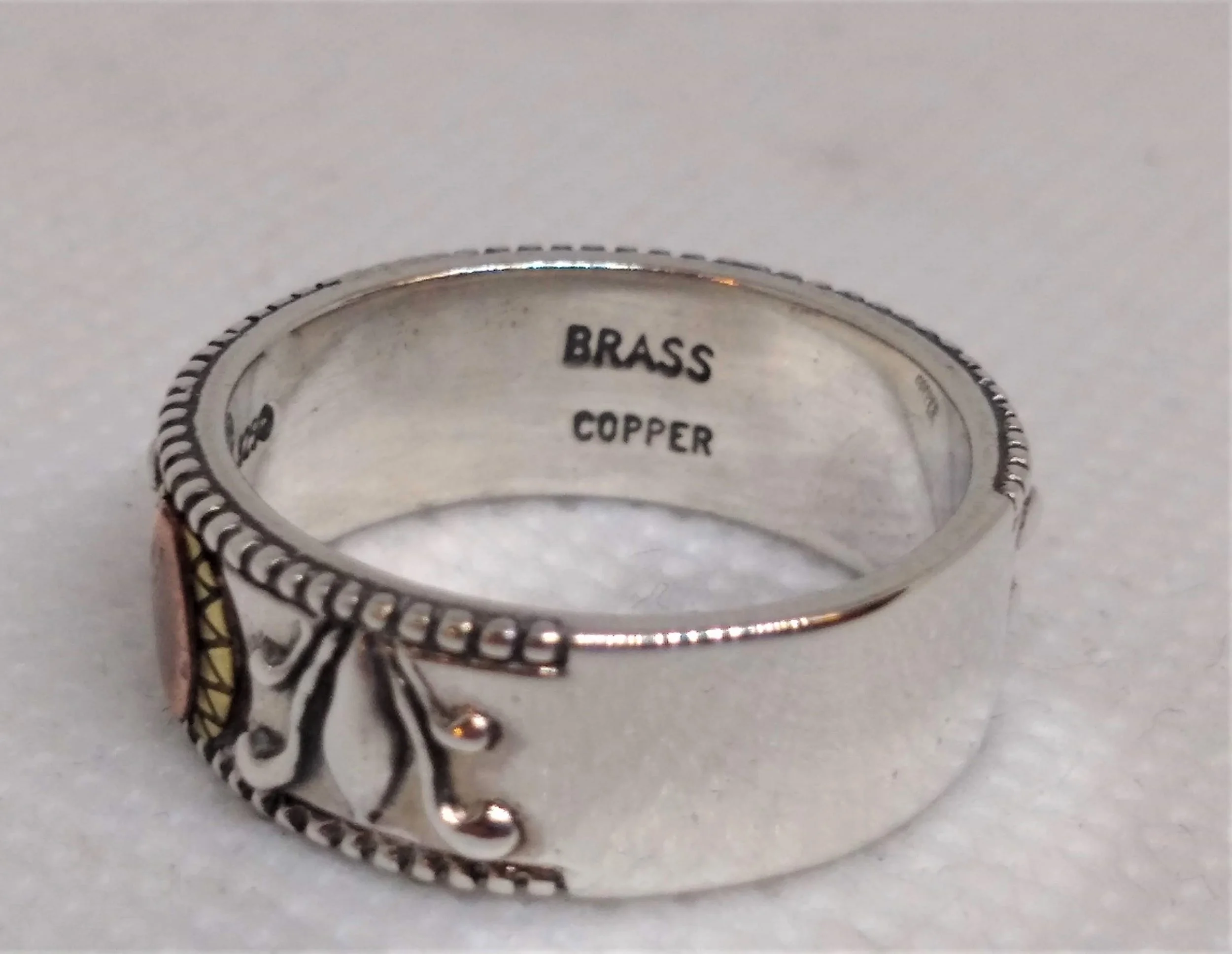 Signed Carolyn Pollack Sterling Silver Ring accented with Copper 