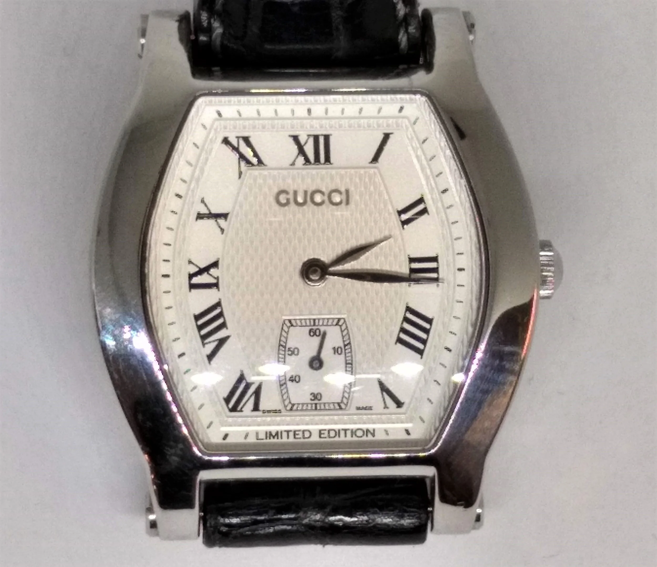 Rare, Limited Edition, SS Gucci 7600 Series Mechanical Hand Wind Wristwatch