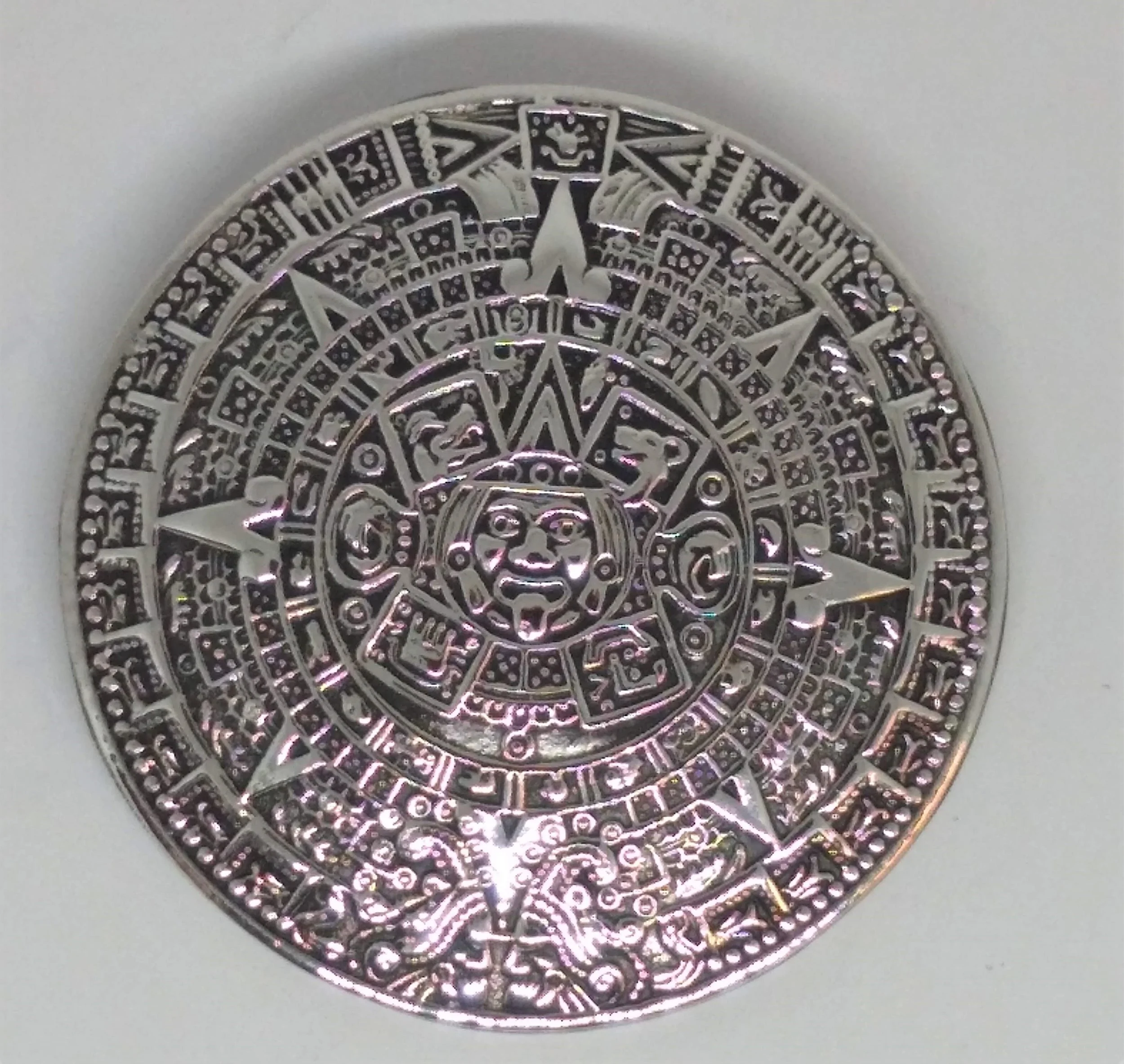 Vintage, Sterling Silver, Mayan Calendar Pentant/Brooch. Signed MexicoTH-13D 925