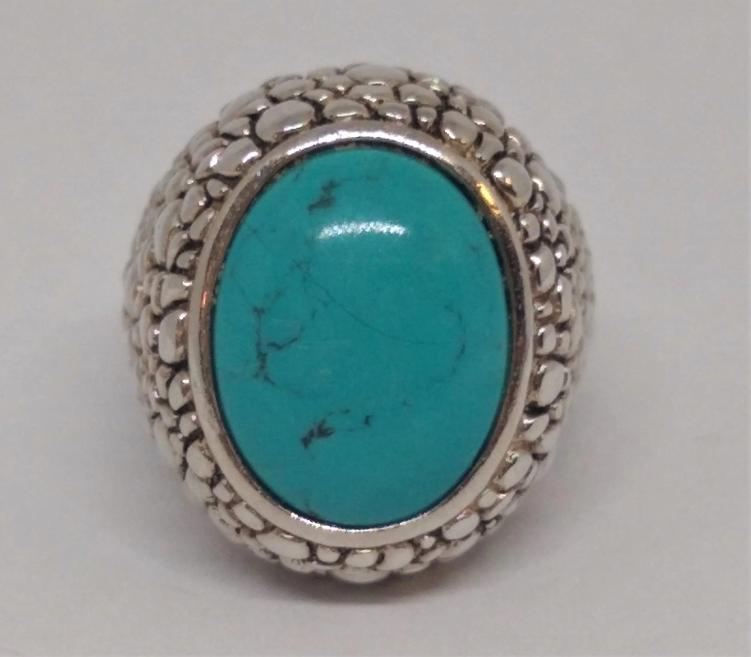Signed Whitney Kelly ,WK, QVC, 925 Sterling Silver Turquoise Dome Ring in a size