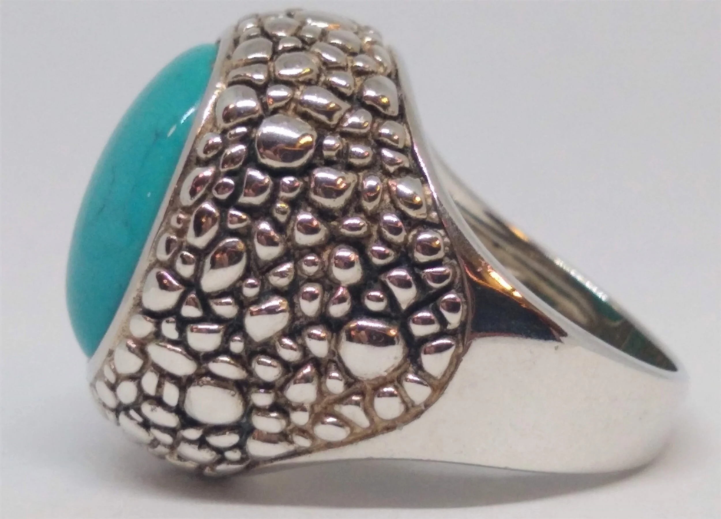 Signed Whitney Kelly ,WK, QVC, 925 Sterling Silver Turquoise Dome 