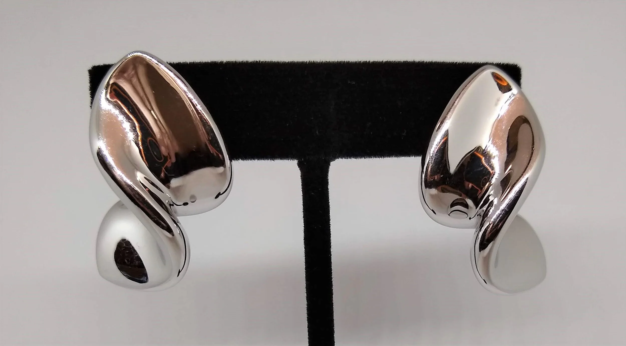 Signed Milor, Sterling Silver, Chunky, Contemporary Earrings made in Italy.