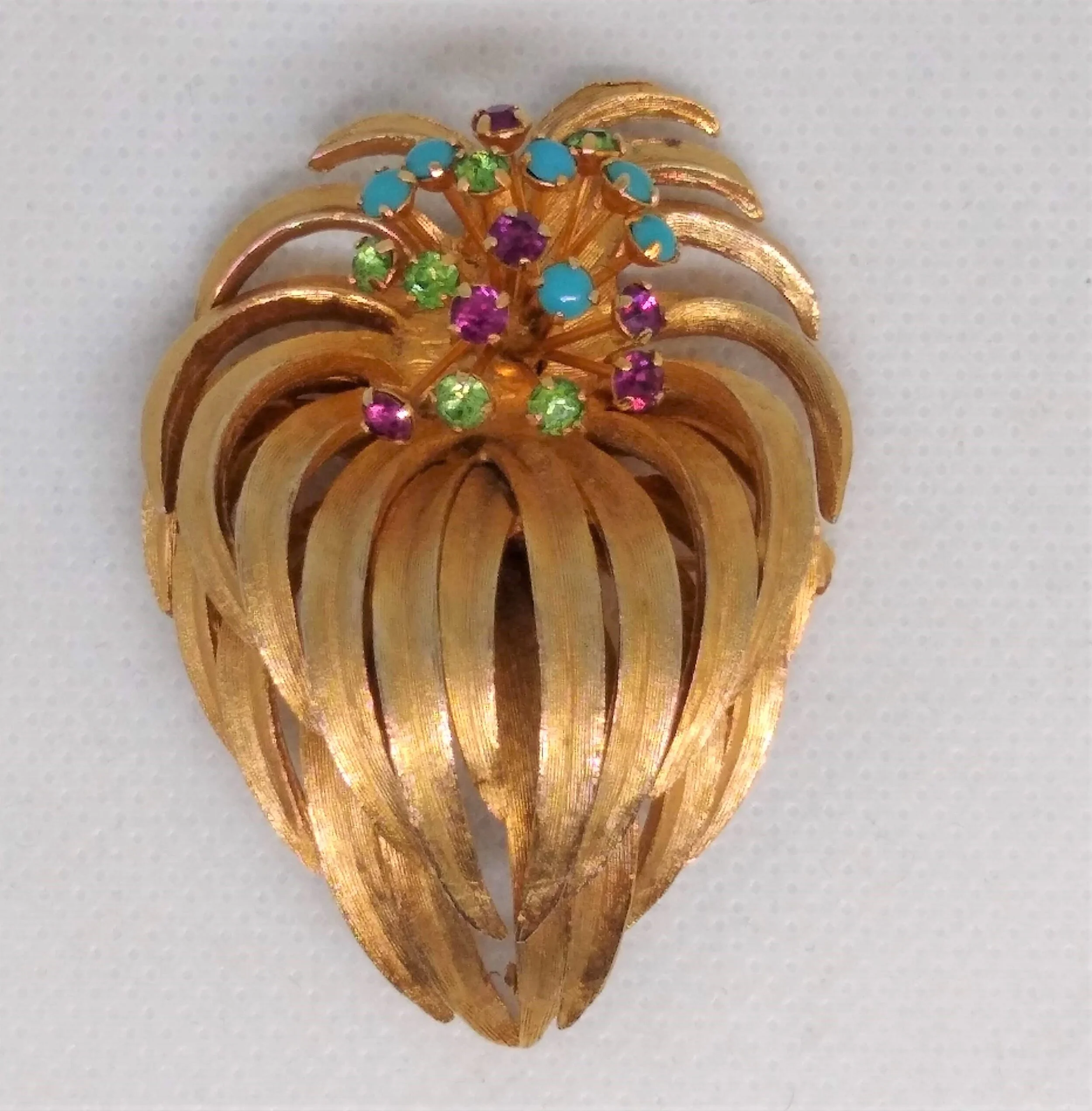 Vintage Costume,Signed Pastelli, Brooch/Pin with colorful Rhinestones.