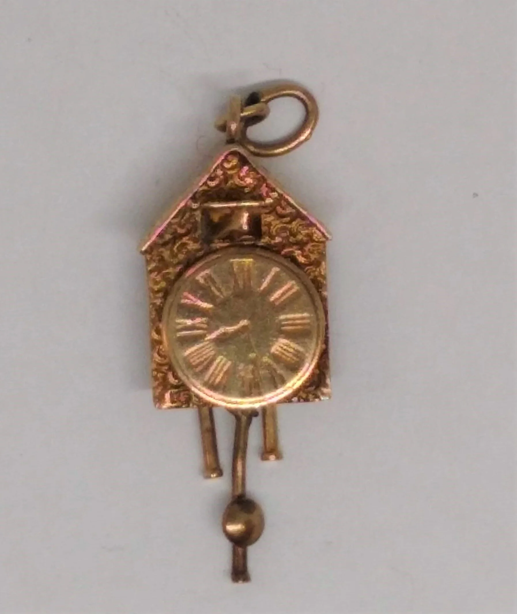 Vintage, 14k, Yellow Gold, 3-Dimensional, Cuckoo Clock Charm.