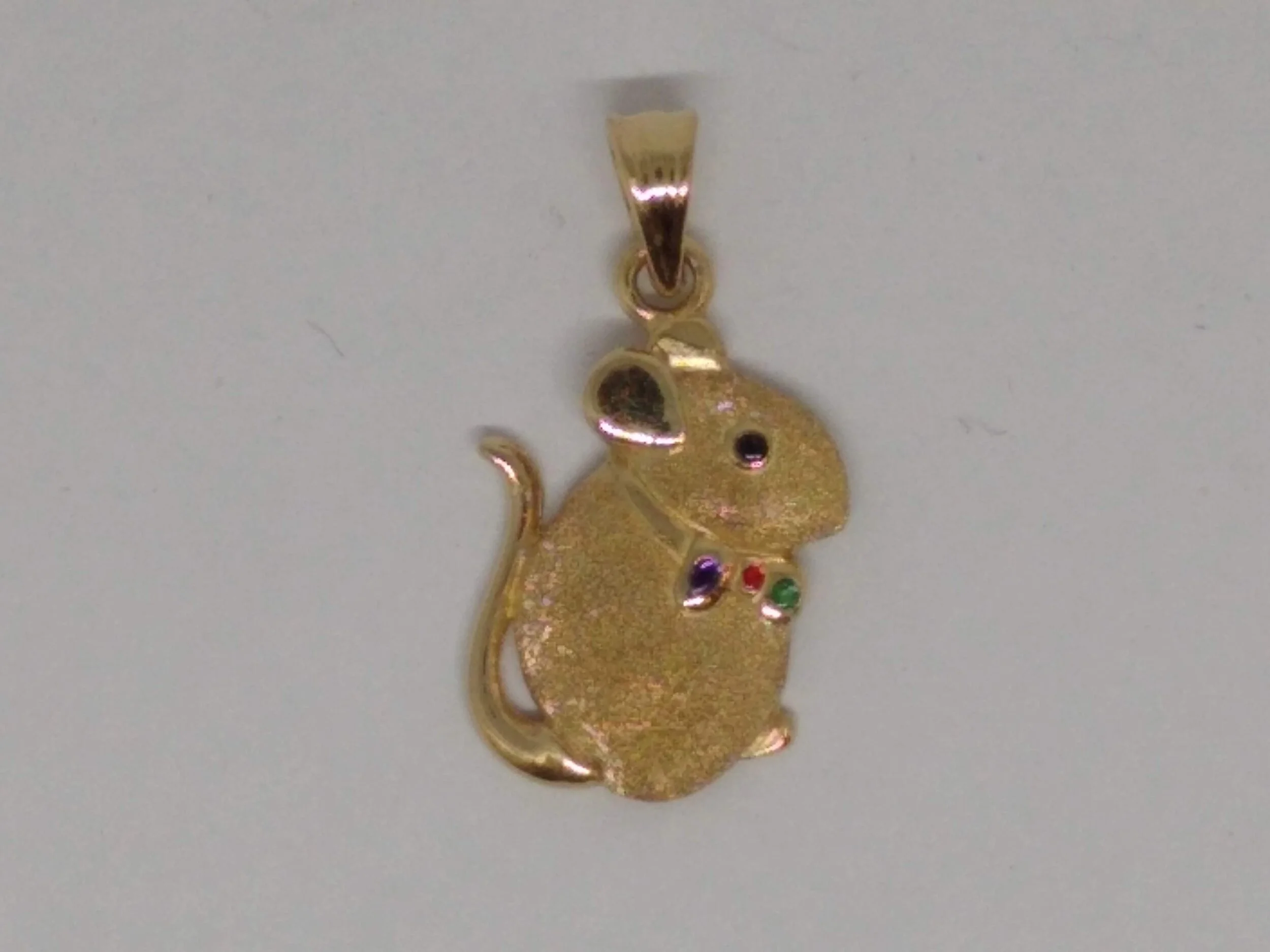 14k, Yellow Gold, Mouse Charm/Pendant, with Colorful Enamel accents.