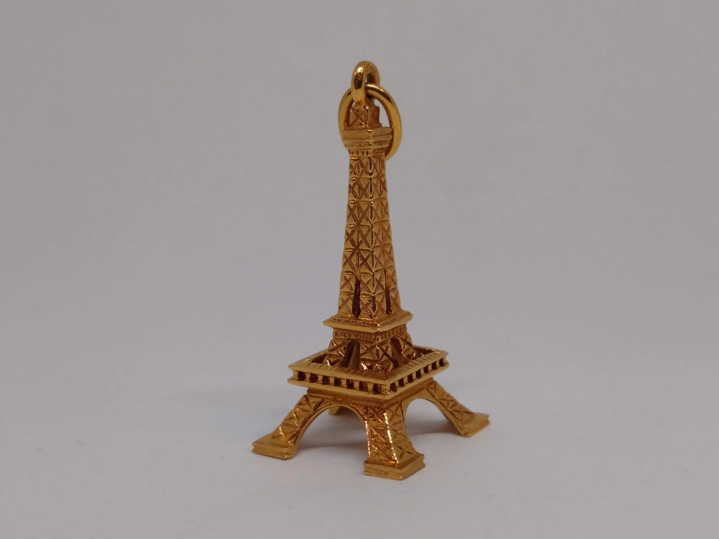 Eiffel Tower, Vintage, 18k Yellow Gold, Eagle Head French Punch,Detailed, Charm.