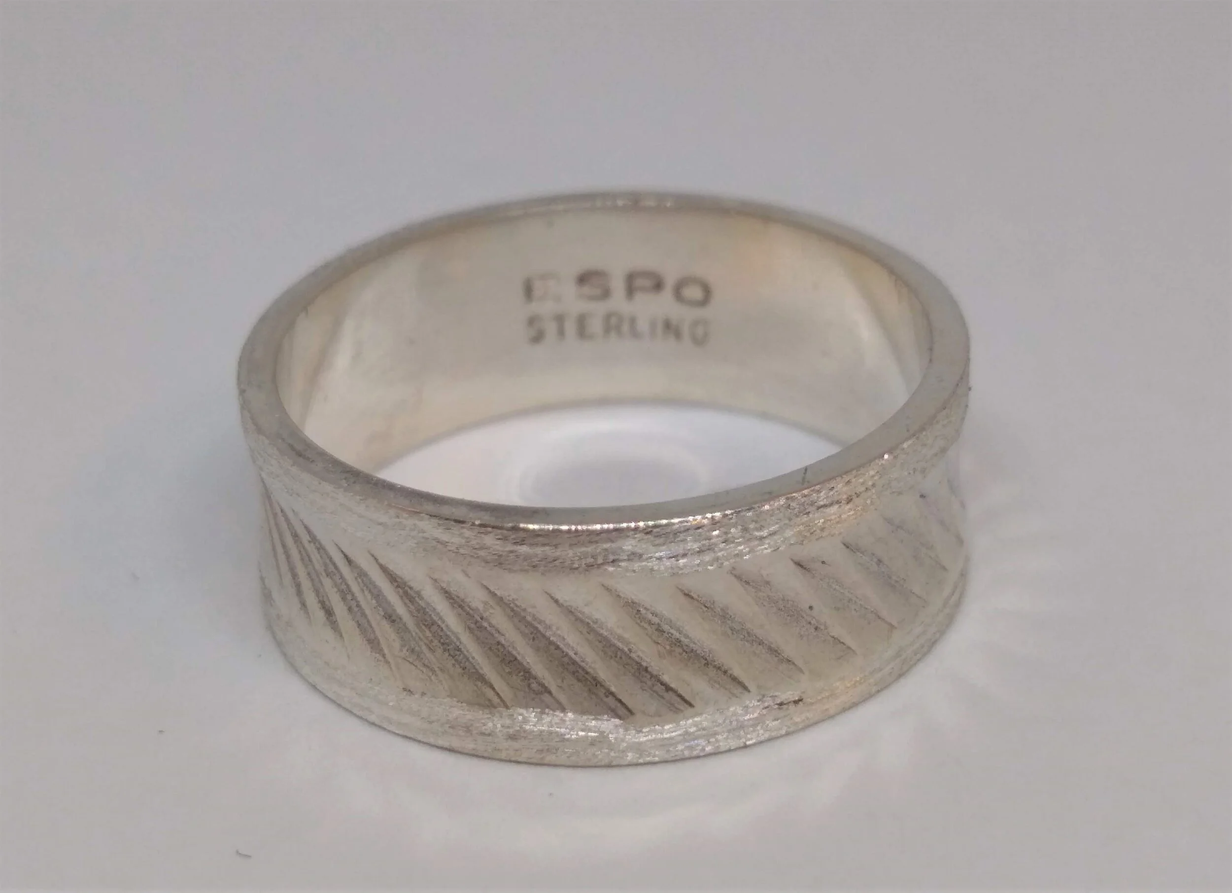 Vintage Joseph Esposito -ESPO STERLING SILVER Diamond Cut Wedding Band. Size 10