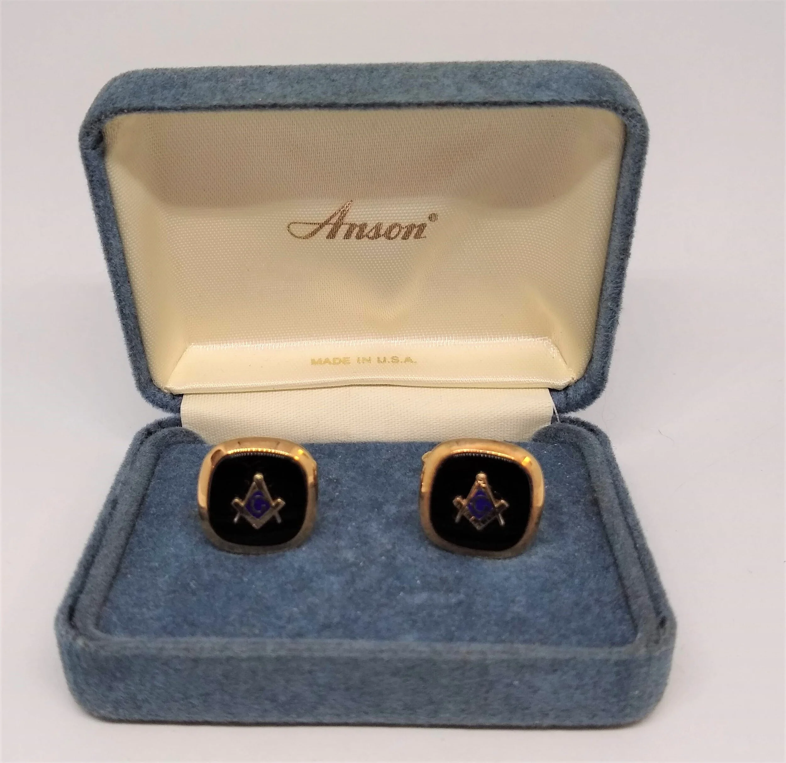 Blue Lodge, Masonic, Vintage, Gold Filled Cuff Links by Anson. (NOS)